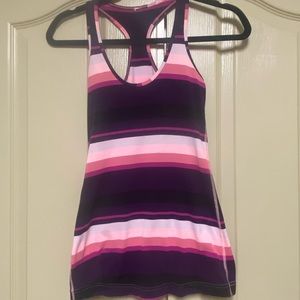 Lululemon raspberry and black stripe tank